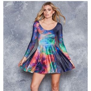 Rainbow Galaxy Long Sleeve Skater Dress